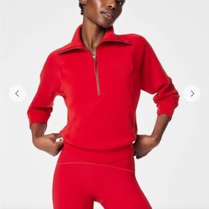 Spanx air essentials half zip red small